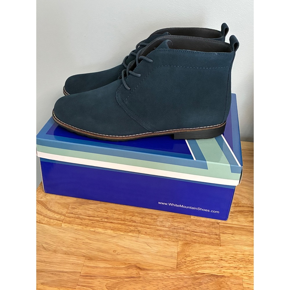 White Mountain Auburn Navy Suede Leather Lace Up Ankle Lug Booties - Size 9 - Picture 2 of 14